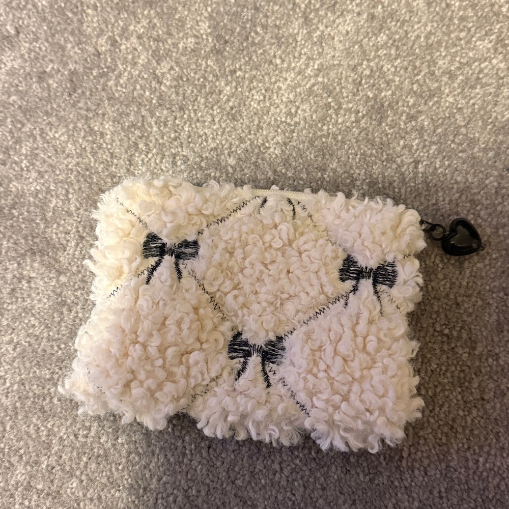 Cream and Black Textured Clutch